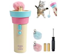 Automatic Cat Teaser for Lazy Owners, Electric Cat Wand Toy with Telescopic Rope, Fuzzy Ball Launchers, Interactive Automatic Retractable Cat Teaser, Interactive Cat Toys for Indoor Cats (Blue)