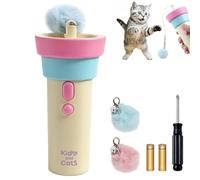 Automatic Cat Teaser for Lazy Owners, Electric Cat Wand Toy with Telescopic Rope, Fuzzy Ball Launchers, Interactive Automatic Retractable Cat Teaser, Interactive Cat Toys for Indoor Cats (Pink)