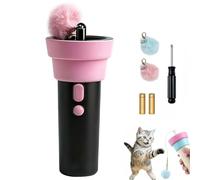 Automatic Cat Teaser with Telescopic Rope for Lazy Owners, Fuzzy Ball Launchers, Interactive Automatic Cat Teaser Wand Toy, Cat Exercise Toy, Colorful Feather Cat Stick Toys for Indoor Cats (Black)