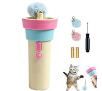 Automatic Cat Teaser with Telescopic Rope for Lazy Owners, Fuzzy Ball Launchers, Interactive Automatic Cat Teaser Wand Toy, Cat Exercise Toy, Colorful Feather Cat Stick Toys for Indoor Cats (Pink)