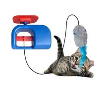 Automatic Cat Toy - 115g Rechargeable Squeaky Mouse, Moving featther Teaser Realistic Plush, 3 Interactive Play Modes + 1.6m Elastic Lanyard, Durable Abs Soft Plush Finish - for Bored Indoor Kittens