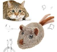 Automatic Cat Toy Moving Mouse with Real Sound Touch Activated Electric Fluffy Toy for Indoor Cats Interactive USB Rechargeable Brown