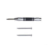 Automatic Centre Punch 3pcs Set High Carbon Steel Hole Marker Tool One Handed for impact Drill Guide Black Silver 128mm