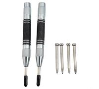 Automatic Centre Punch, Spring Loaded with Adjustable Tension, Premium Chrome-Plated Steel for Metal Wood Glass Plastic, 2-Pack with 4 Replace