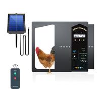 Automatic Chicken Coop Door 4 Modes Aluminum Coop Door Opener with Remote Control/Timer/Light Sensor/Manual Mode LCD Screen Weatherproof Anti-Pinch Solar Powered Automatic Chicken Door