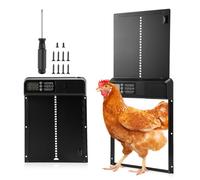 Automatic Chicken Coop Door, Electric Chicken Coop Door Timer Control Opener/close, IP 45 Waterproof & LED Display, Automatic Intelligent Anti-Pinch Design, Aluminum Door for Poultry