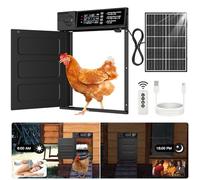 Automatic Chicken Coop Door, Large Size Solar Powered Coop Door with Opening in Emergency, Anti-Pinch, Timer & Light Sensor, Aluminum Waterproof Auto Chicken Door, with 7W Solar Panel