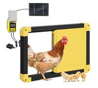 Automatic Chicken Coop Door Powered with Heating, Anti-Pinch Design Solar Chicken Door Opener, Auto Chicken House Run Door with Three Power Supply Modes for Chickens and Ducks (Black)