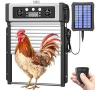 Automatic Chicken Coop Door Solar Powered,4 Modes Auto Chicken Door Solar,LCD Display Chicken Door with Timer & Light Sensor,Anti-Pinch & Weather Proof Coop Door with Remote Control