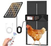 Automatic Chicken Coop Door Solar Powered, Aluminum Alloy Automatic Chicken Door with Large Size, 4 Modes, Timer & Light Sensor, Anti-Pinch Safety Design, LCD Display, Remote Control, Weatherproof
