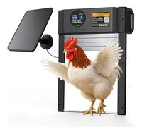 Automatic Chicken Coop Door - Solar Powered Aluminum Auto Chicken Door with Light Sensor, Timer & Manual Control, 2500 mAh Battery +USB-C Backup, Waterproof, Anti-Pinch Safety, Fits Most Poultry Coops