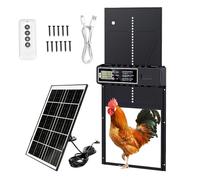 Automatic Chicken Coop Door Solar Powered,Chicken Coop Door with Timer&Manual Mode,Anti-Pinch Design,7W Solar Panel,LCD Display,Intelligent Obstacle Sensors Auto Chicken Door Opener