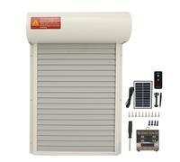 Automatic Chicken Coop Door Solar Powered Light Sensor Timer Remote Control LED Screen Auto Opener For Home Farm Poultry Iron Plastic 37x24 7cm (White)