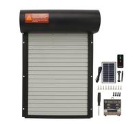 Automatic Chicken Coop Door Solar Powered Light Sensor Timer Remote Control LED Screen Auto Opener For Home Farm Poultry Iron Plastic 37x24 7cm (Black)