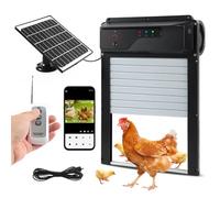 Automatic Chicken Coop Door Solar Powered & USB Charging, Battery Operated, HD1080P Camera, Auto Chicken Door Opener with Timer, Remote & APP Control, Anti-Pinch, Alarm Drive 4 Modes （Roll-Up Door）