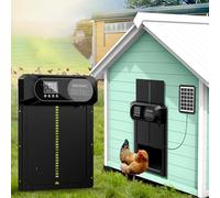Automatic Chicken Coop Door, Solar Powered with 4 Operating Modes, Anti-Pinch Safety Feature and Large Display Screen, Ideal for Poultry