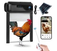 Automatic Chicken Coop Door Solar Powered with Camera - Predator Protected Battery Powered Chicken Coop Door for Hens - Electric Gate Opener with Remote Night Vision Motion Sensor Safety Mechanism