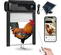 Automatic Chicken Coop Door Solar Powered with Camera Remote App - Battery Powered Chicken Coop Door with Night Vision Motion Sensor Safety Mechanism - Predator Protected Electric Gate Opener for Hens