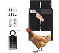 Automatic Chicken Coop Door - Solar Powered with LCD Display, Chicken Door with Timer & Light Sensor - Remote Control, Anti-Pinch Safety Design & Durable Aluminum Alloy Construction