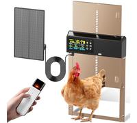 Automatic Chicken Coop Door Solar Powered with Remote Control, Timer and Light Sensor, 4 Modes, Color LCD Display, Aluminum Chicken Door with Adjustable