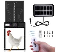 Automatic Chicken Coop Door Solar Powered with Timer and Remote, 3 Mixed-Mode Aluminum Alloy Solar Chicken Coop Door with Anti-Pinch Design, LCD Display, Waterproof, and Low Battery Warning