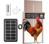 Automatic Chicken Coop Door Solar Powered with Timer & Light Sensor, LCD Display, Remote Control, 4 Modes Aluminum Alloy Auto Chicken Coop Door Solar