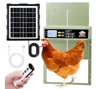 Automatic Chicken Coop Door Solar Powered with Timer, Light Sensor, Remote Control, LCD Display, Aluminum Alloy 4 Auto Modes Wide Chicken House Door, Green