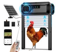 Automatic Chicken Coop Door with HD Camera, WiFi Enabled, Talkback Function, Timer, APP and Remote Control, 5000mAh Battery and Solar Powered Auto Chicken Door Opener with Anti-Trap Sensor
