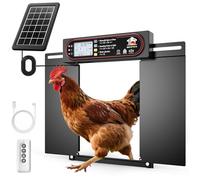 Automatic Chicken Coop Door with Horizontal Dual Opening, Remote & Manual Control, USB Backup, Predator-Proof Larger Opening Size House Door Solar Powered for Chicken, Duck and Poultry, Black