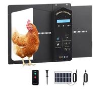 Automatic Chicken Coop Door with Solar Power, Timer, Light Sensor, LCD Display, Anti-Pinch, Weatherproof for Poultry House