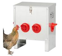Automatic Chicken Feeder 25lbs, Galvanized Metal Chicken Food Dispenser, Rainproof & Rodent Proof No Waste Poultry Feeder for Backyard Coop, Farm, Ducks & Hens (4 Ports)