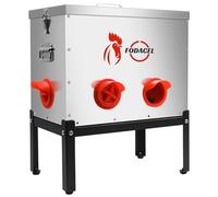 Automatic Chicken Feeder, 40-LB Capacity with 6 Feeding Ports， Galvanized Steel Metal Feeder with Support Frame and Locking Lid，Suitable for Chicken Coops to Prevent Other Animals from Accessing Feed