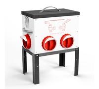 Automatic Chicken Feeder No Waste 30 Pounds 6 Ports Metal Poultry Feeder with Latch & Handle Adjustable Height Heavy-Duty Stand - Outdoor Feeding Station for Chickens, Ducks & Geese