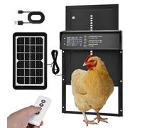 Automatic Chicken Flap Solar Aluminium Electric Chicken Door with Large Display, Light Sensor, Timer, Remote Control, Intelligent Pinch Protection, Waterproof Automatic Solar Rolling Door