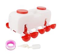 Automatic Chicken Waterer 10L Large Poultry Drinking Cups with 10 Bowls for Chickens Ducks Geese, Double Row Design with Float Valve for Courtyard Free Range Birds