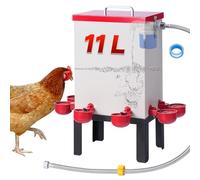 Automatic Chicken Waterer, 11 Litre Stainless Steel Poultry Water Feeder With Float Valve, Water Bowls, Floor Holder And Hose, Chicken Water Dispenser For Quails, Ducks, Geese, Turkeys