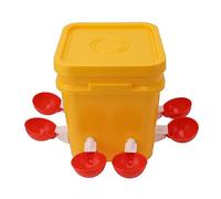Automatic Chicken Waterer, Automatic Chicken Waterer Bowl Feeder Cups with 12l Handheld Bucket Poultry Drinking Equipemnt for Goose Duck (Bucket+big red bowl+black screw)