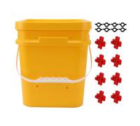 Automatic Chicken Waterer Cup Poultry Drinking Equipment Gravity Watering System with 12L Handheld for Chicken Duck Goose Durable Plastic 8 Bowls Included (Bucket + Four Corner Drinker + Black