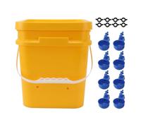 Automatic Chicken Waterer Cup Poultry Drinking Equipment Gravity Watering System with 12L Handheld for Chicken Duck Goose Durable Plastic 28 3x24 4x24 4cm 8 Drinking Bowls (Bucket + Blue Bird Bowl