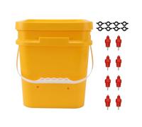Automatic Chicken Waterer Cup Poultry Drinking Equipment Gravity Watering System with 12L Handheld for Chicken Duck Goose Durable Plastic 8 Bowls Included (Bucket + Butt Red Head)