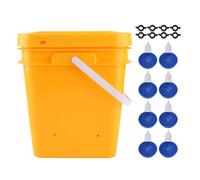 Automatic Chicken Waterer Cup Poultry Drinking Equipment Gravity Watering System with 12L Handheld for Chicken Duck Goose Durable Plastic 28 3x24 4x24 4cm 8 Drinking Bowls (Bucket + Big Blue Bowl +