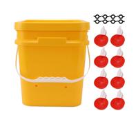 Automatic Chicken Waterer Cup with 12L, Gravity - Fed Poultry Drinking System, No - Spill Automatic Filling Water Bowl for Chickens Ducks Geese Quail Pigeons (Bucket + Big Red Bowl + Black Screws)