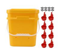 Automatic Chicken Waterer Cup with 12L, Gravity - Fill Poultry Drinking System, Leak - Proof Durable Plastic Water Feeder for Chickens Ducks Geese Quail Pigeons (Bucket + Conjoined Red Bird Bowl+