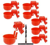 Automatic Chicken Waterer Cup with Dual Nut Mount - Detachable Poultry Drinking Bowl for Chicken, Duck, Goose - Easy Clean & Install, Hand Drill Bit Included