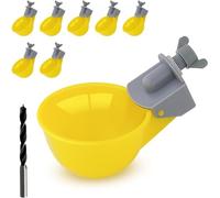 Automatic Chicken Waterer Dispenser DIY Water Cup with Drill Automatic Poultry Drinker Feeder Kit Anti-Leak System for Chicken Duck Turkey Pigeon Goose Bird (8pcs)