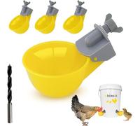 Automatic Chicken Waterer Dispenser DIY Water Cup with Drill Automatic Poultry Drinker Feeder Kit Anti-Leak System for Chicken Duck Turkey Pigeon Goose Bird (4pcs)