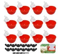 Automatic Chicken Waterer Dispenser Set, 12PCS Chicken Water Dispenser with Drill, Automatic Poultry Drinkers for Ducks Geese Turkeys Pigeons