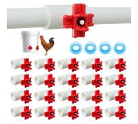 Automatic Chicken Waterer for Ducks Quail Bird Outdoor, Plastic Chicken Water Feeder Bowls Poultry Water Feeder Kit for Chicks, Duck, Goose, Turkey and Bunny (White and Red, 20 Pack)