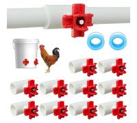 Automatic Chicken Waterer for Ducks Quail Bird Outdoor, Plastic Chicken Water Feeder Bowls Poultry Water Feeder Kit for Chicks, Duck, Goose, Turkey and Bunny (White and Red, 10 Pack)