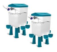 Automatic Chicken Waterer with 4 Non Leak Cups|Hanging Poultry Water Dispenser|Large Plastic Water Tank|150cm(4.9ft) Stainless Steel Metal Hose|Float Valve-Controlled|Chicken Drinker Bucket